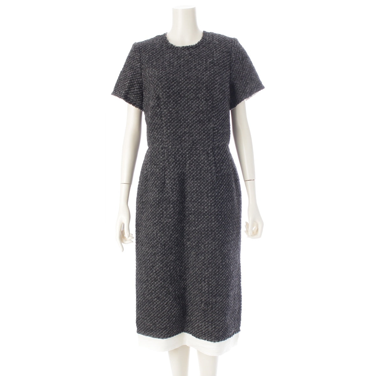 COMME des GARCONS Wool blend Double layered short sleeve long one piece dress GN-O030 gray S