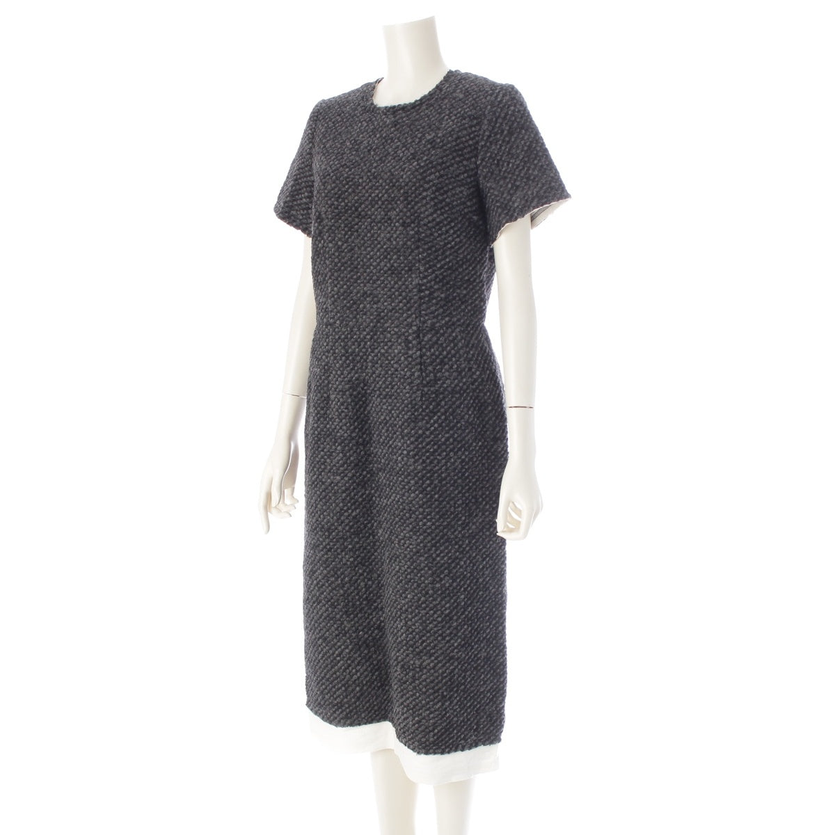 COMME des GARCONS Wool blend Double layered short sleeve long one piece dress GN-O030 gray S