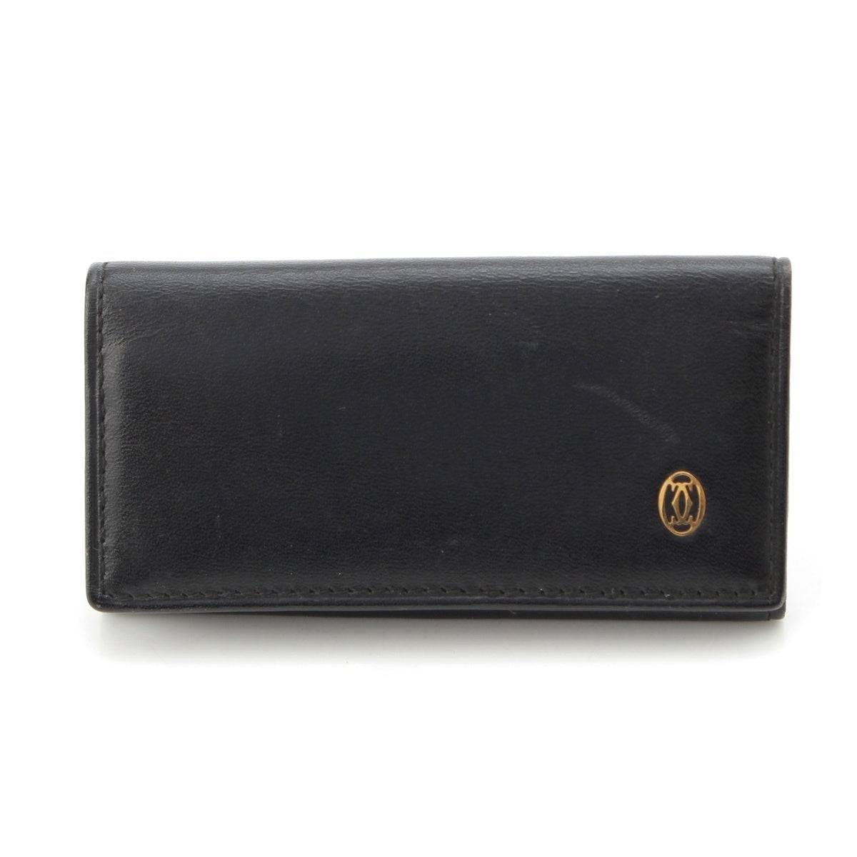 CARTIER leather Pasha Gold Metal Key holder black