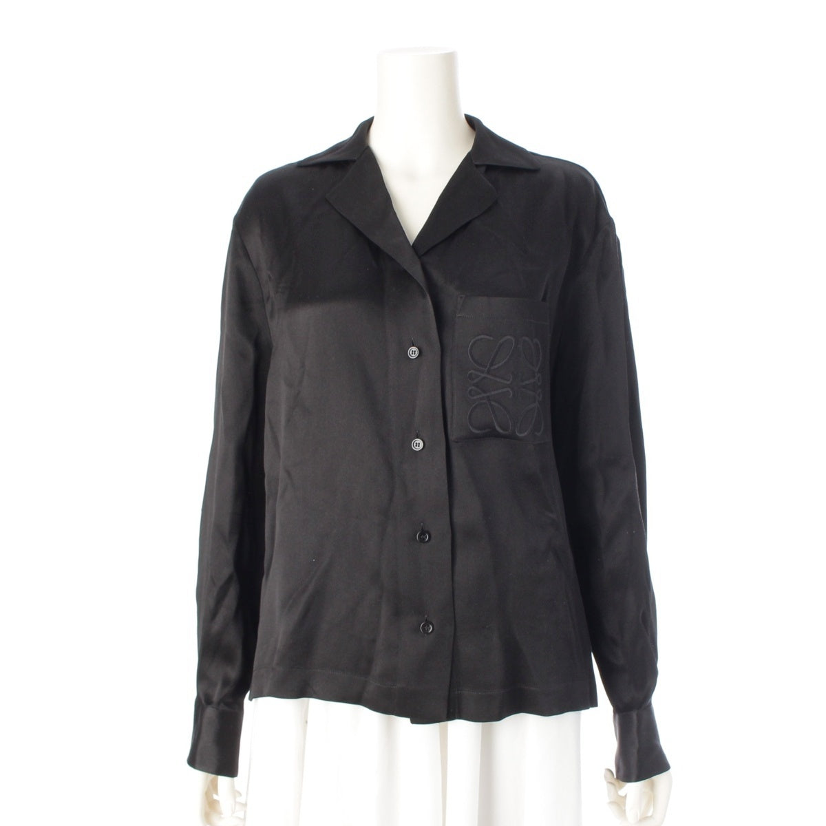 LOEWE silk Anagram logo pajama shirt blouse S359Y05X96 black 32