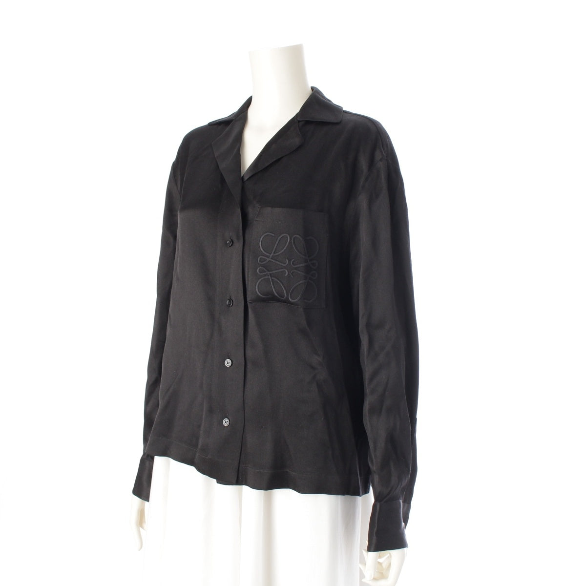 LOEWE silk Anagram logo pajama shirt blouse S359Y05X96 black 32