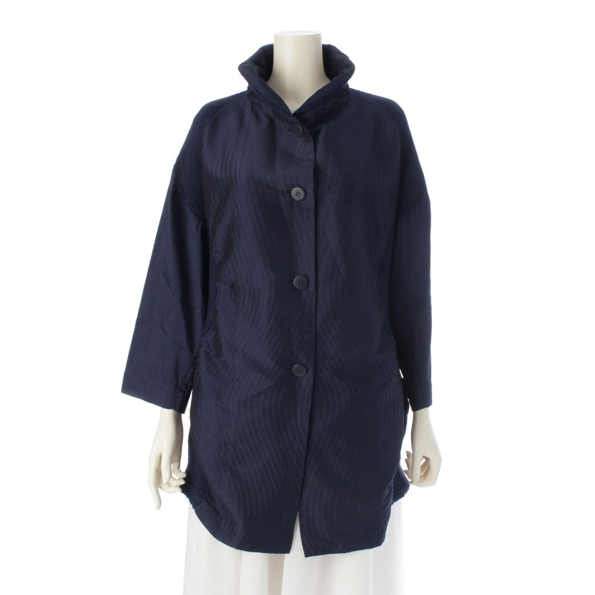 ISSEY MIYAKE Wool blend Transformation Stretch Pleated Jacket outer IM43FD014 Black navy 2