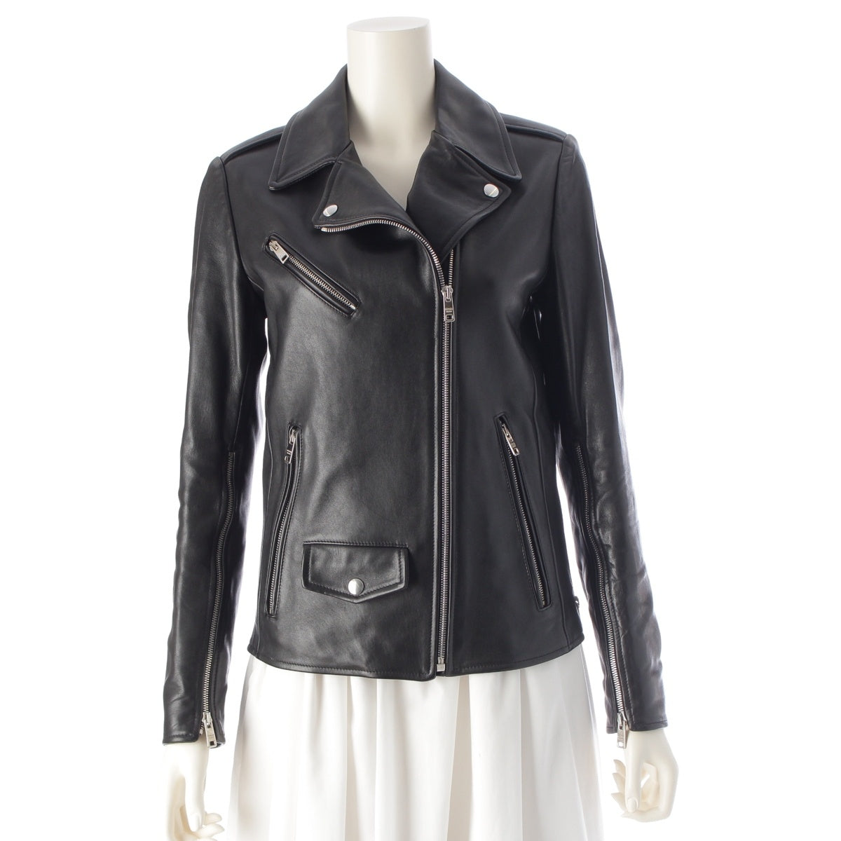 PRADA Nappa leather Triangle Patch Riders jacket outer black 38