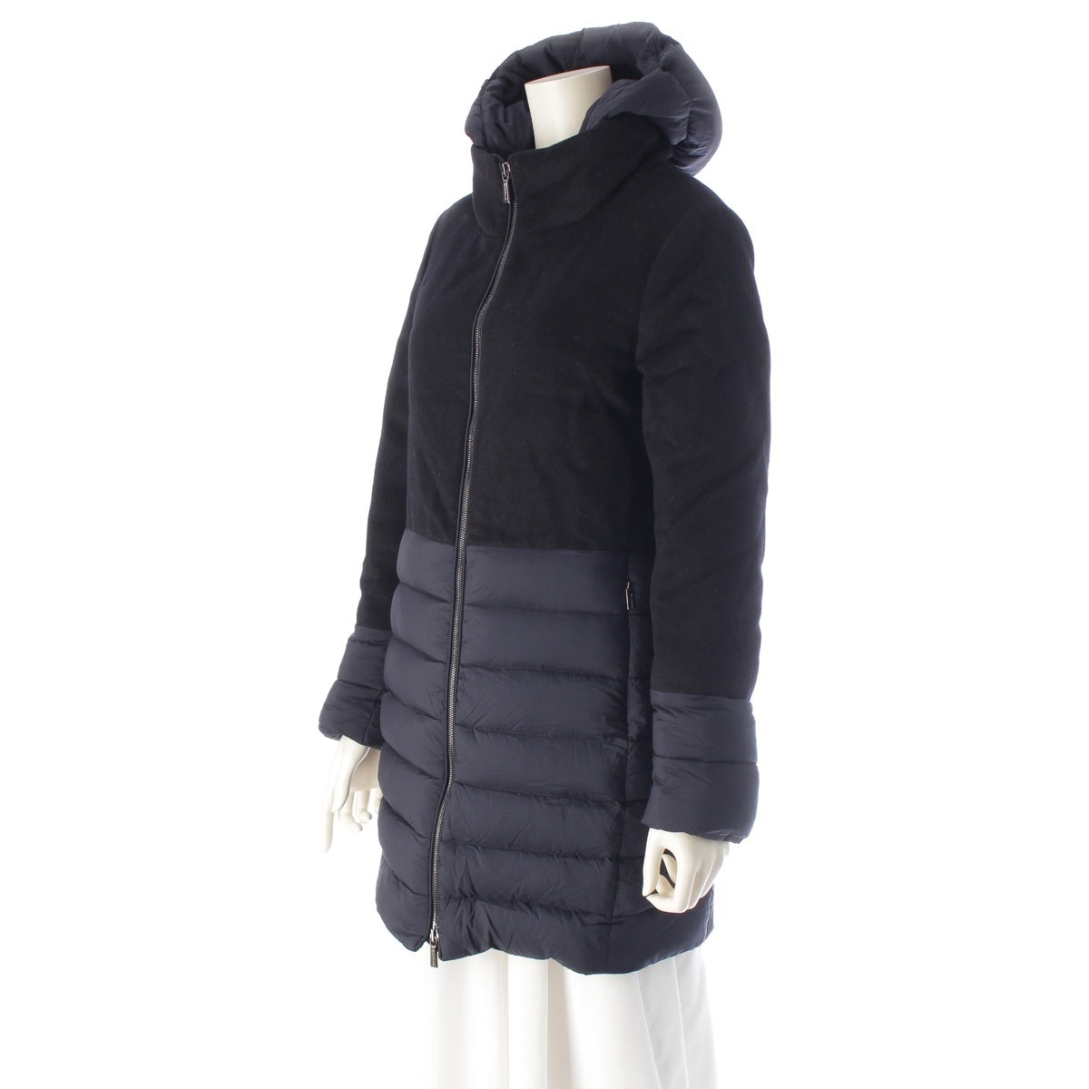 MooRER ANGELE-LE Switch Hooded Zip-up down coat outer Black x navy 38