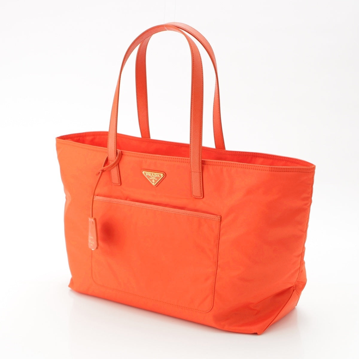 PRADA Re-Nylon x Saffiano Leather Re-Edition Tote Bag hand 1BG527 Orange Large