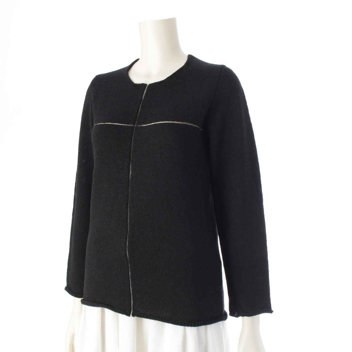 COMME des GARCONS wool Different material switching sweater Cross knit top GN-040290 black