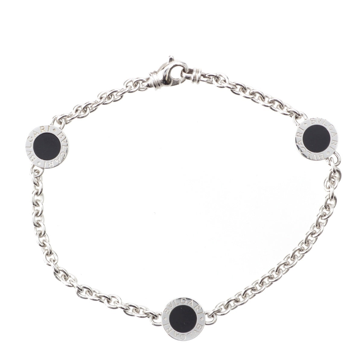 BVLGARI 750 WG Flip Onyx bracelet jewelry Silver 11.8g
