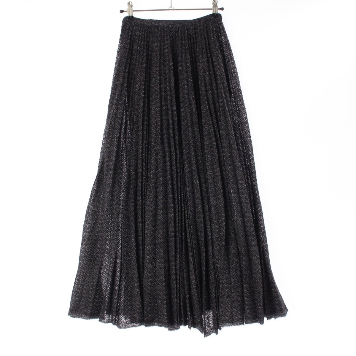 Christian Dior Mohair Alpaca Silk Pleated Knit Medium skirt Bottoms 444J20AM482 black 34