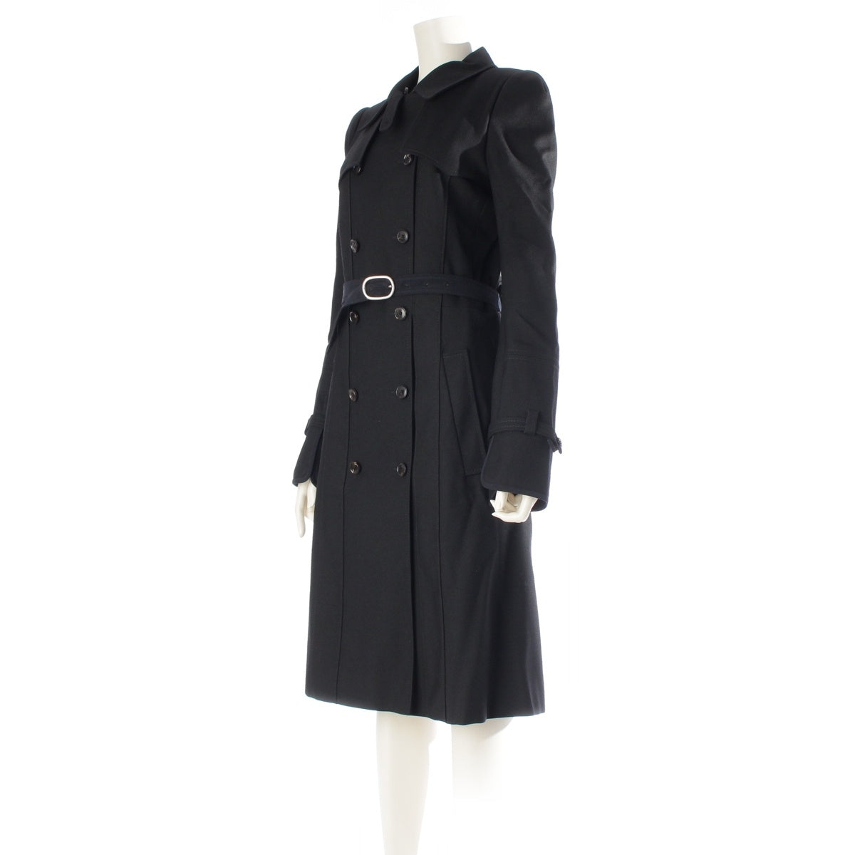 BALENCIAGA wool With belt trench coat outer 202136 black 36