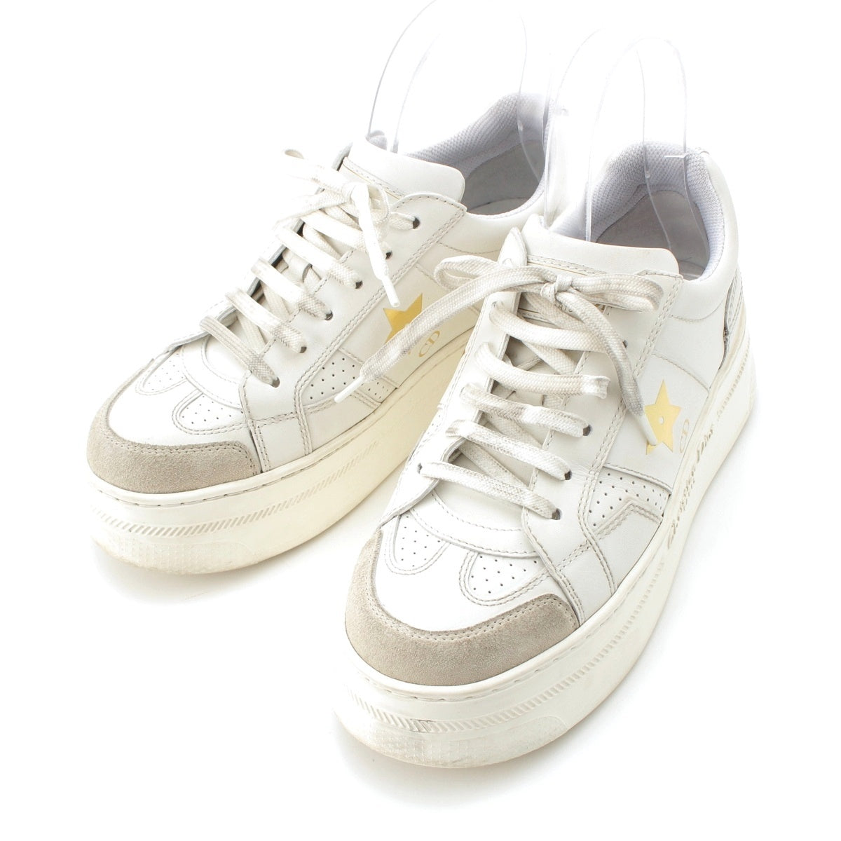 Dior Calfskin x Suede Star Platform sneakers shoes white 36.5