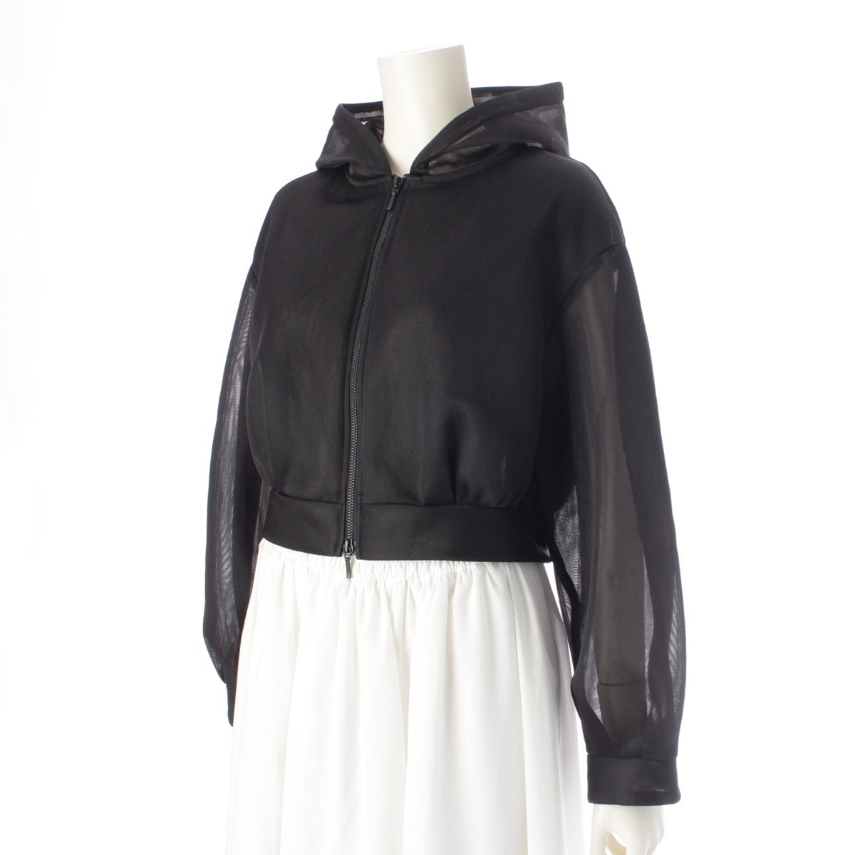 Maison de Dolce. Cropped length Zip-up See-through Parker mdsp406134bk black F