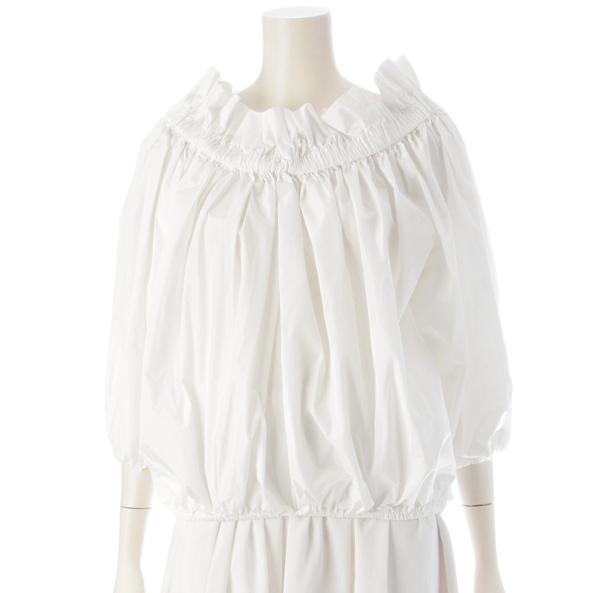 cygne Frill Gathered Off-the-Shoulder blouse tops white