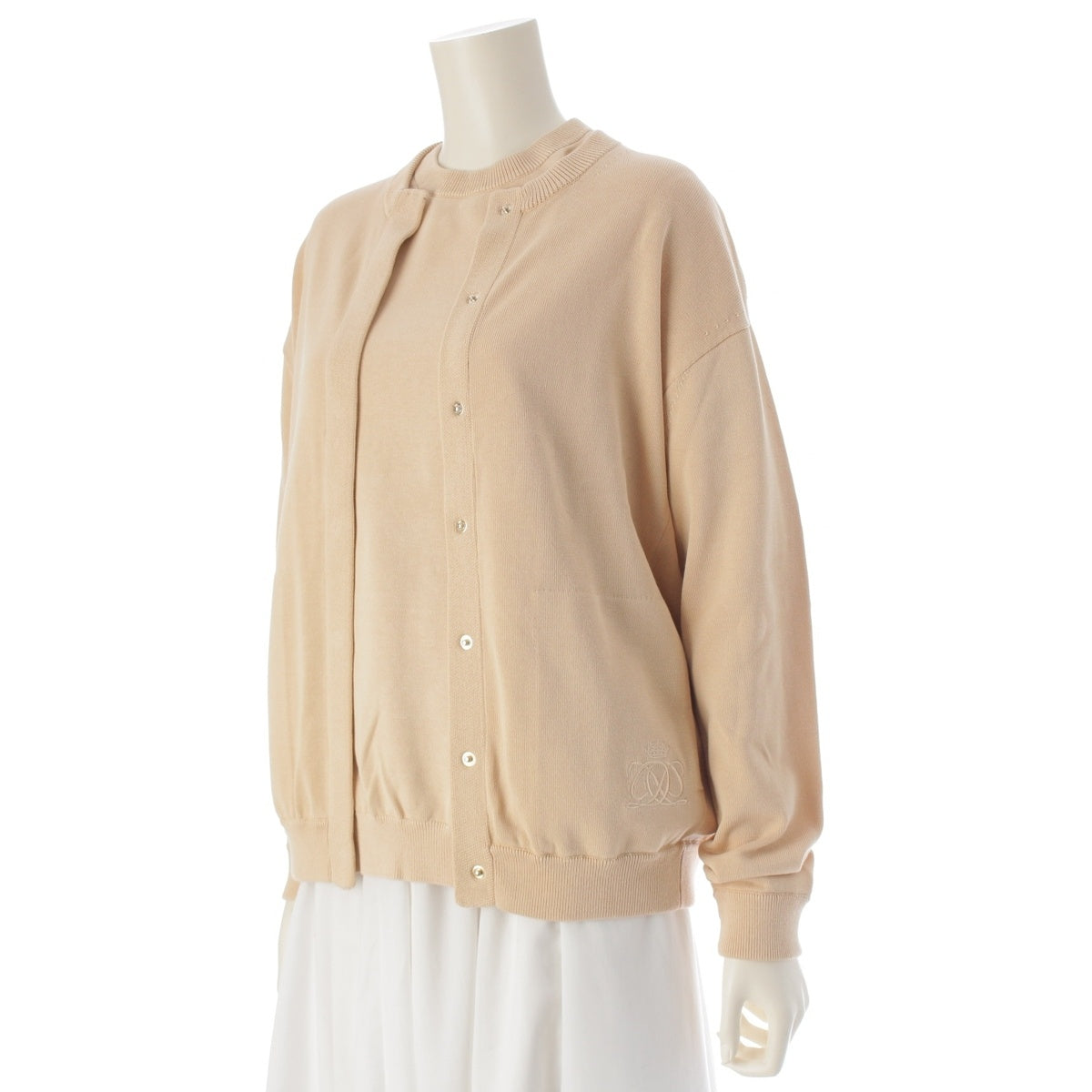 Drawer cotton Logo embroidered knit ensemble Short-sleeved pullover cardigan 6518-199-0466 6515-199-0505 beige
