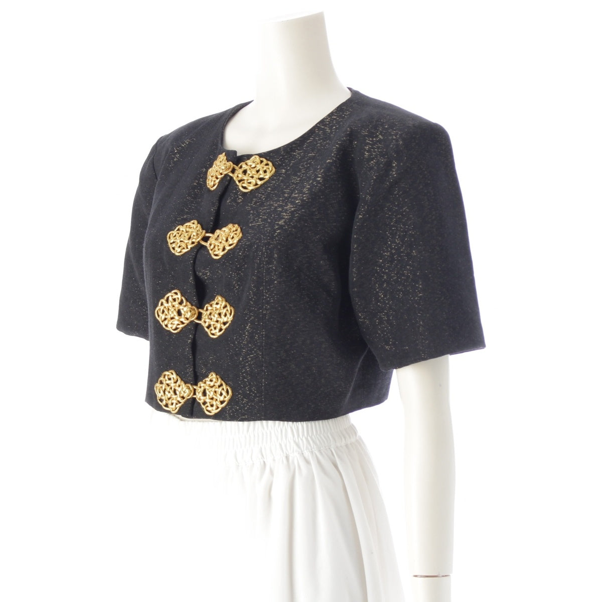 Yves Saint Laurent rive gauche YSL Vintage Decorative Button Glitter Short Sleeve No color jacket outer Black series 42