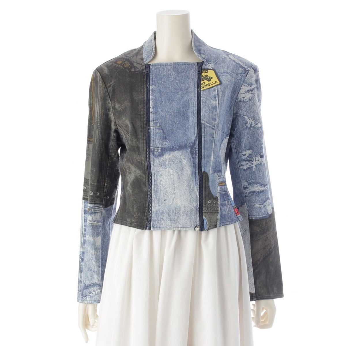 Christian Dior Galliano period transfer print double zip design Blouson Jacket outerwear 1A12021171 Blue 40