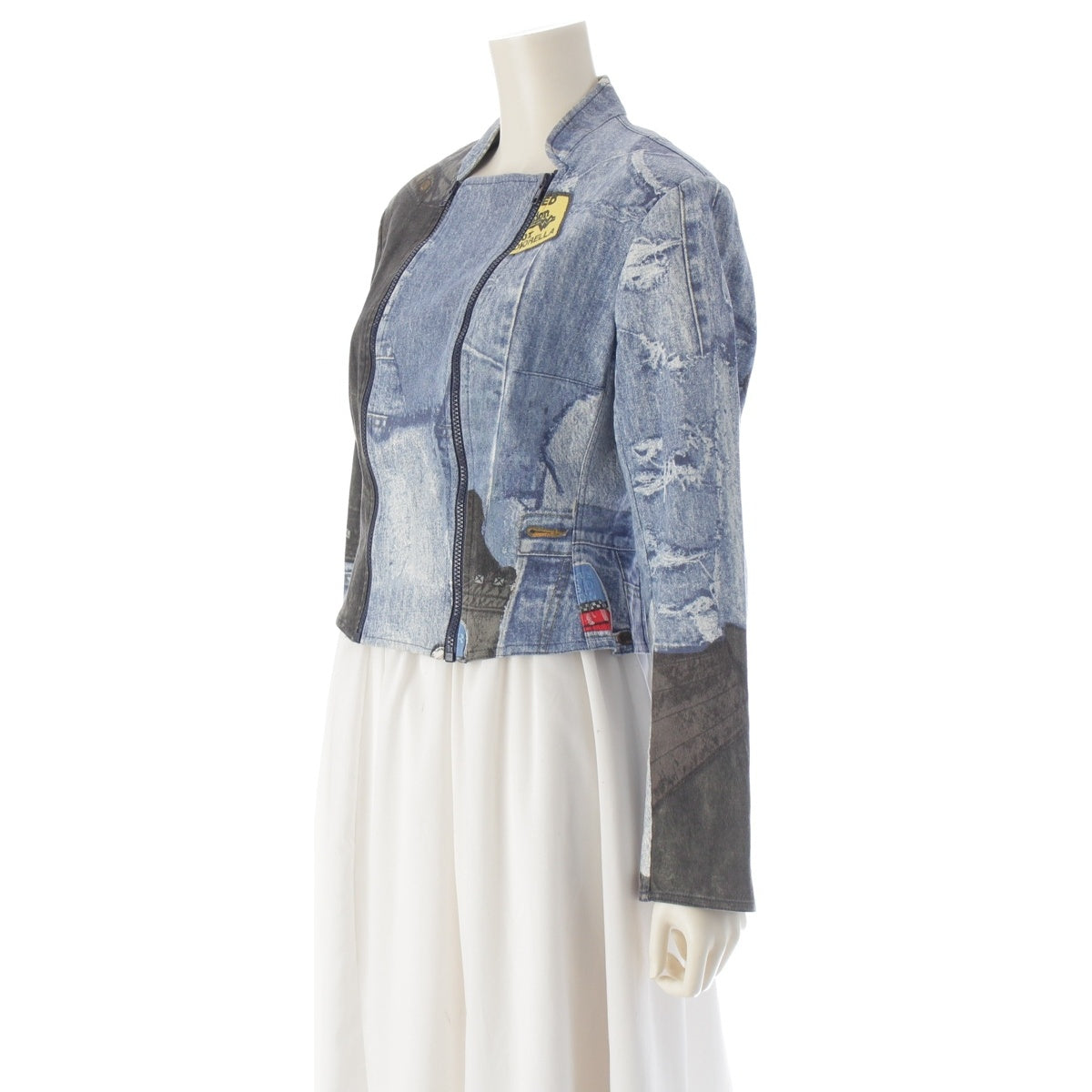 Christian Dior Galliano period transfer print double zip design Blouson Jacket outerwear 1A12021171 Blue 40