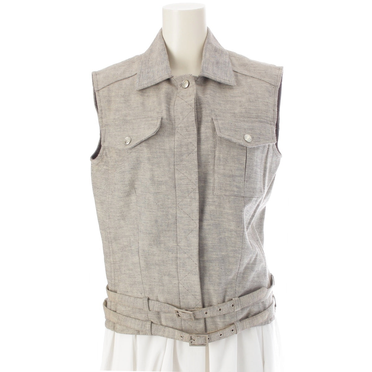 Christian Dior cotton Galliano period belted denim jacket Best 1P12021071 Beige brown 40