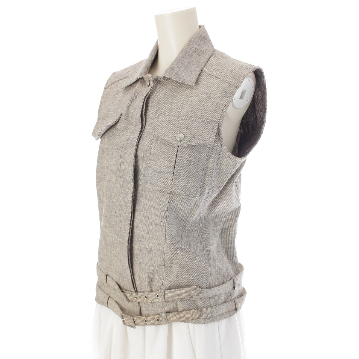 Christian Dior cotton Galliano period belted denim jacket Best 1P12021071 Beige brown 40