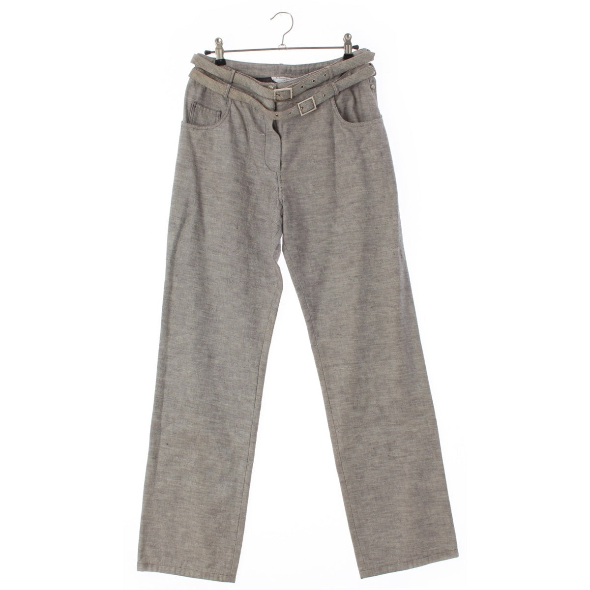 Christian Dior Galliano period double belt side line studs Denim pants Bottoms 1P12044025 Gray 38