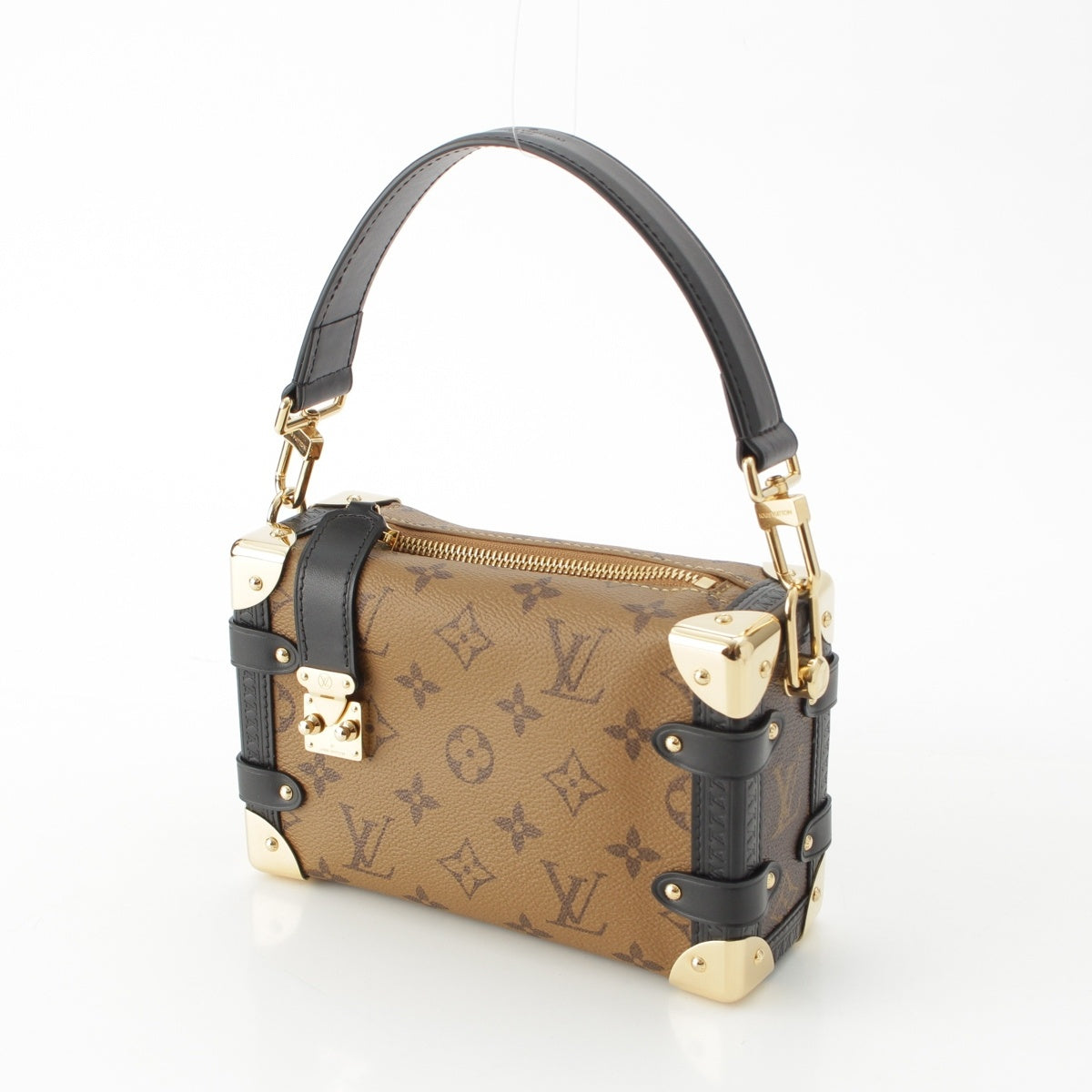 LOUIS VUITTON Reverse side trunk Monogram reverse Gold Metal 2-way Shoulder Bag Handbag M47139 Brown black