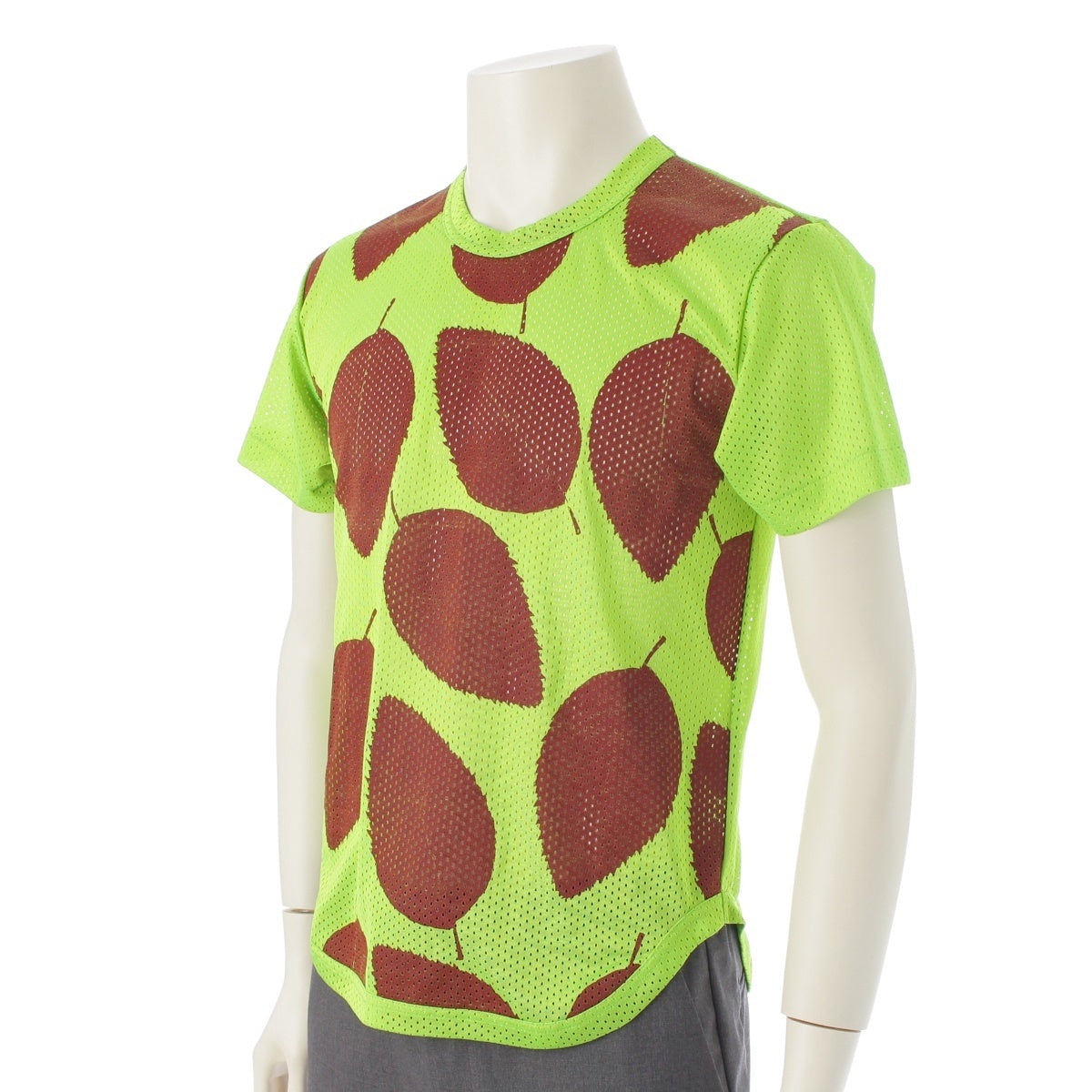 COMME des GARCONS HOMME PLUS Fallen leaf print mesh short sleeves Cut tops PT100440 Green brown