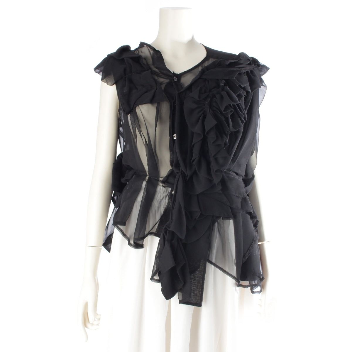 COMME des GARCONS Frill motif sleeveless shirt blouse See through GK-B023 black S