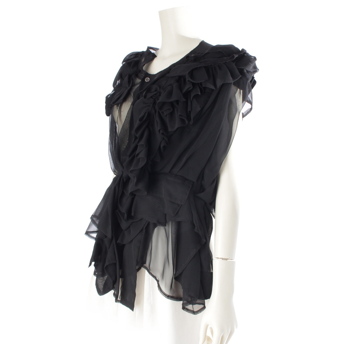 COMME des GARCONS Frill motif sleeveless shirt blouse See through GK-B023 black S