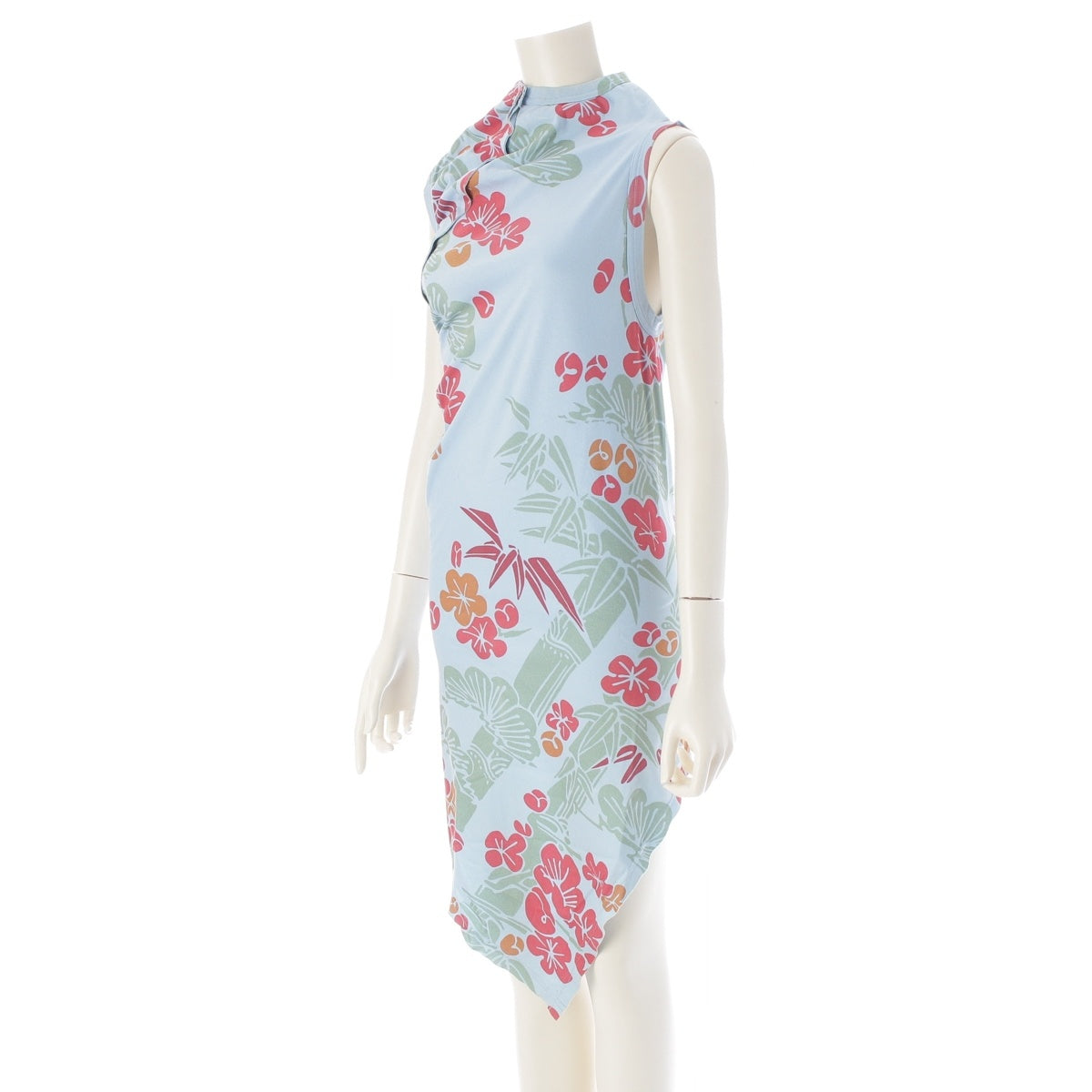 COMME des GARCONS Hibiscus Twisted Deformed Sleeveless Long one piece GQ-T053 Blue multicolor Stainless Steel