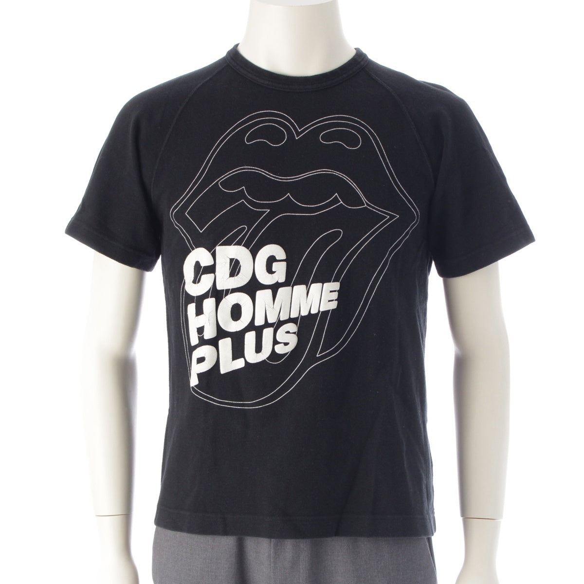 COMME des GARCONS HOMME PLUS cotton Lip & Tongue Logo Thermal Short sleeve T-shirt tops AD2005 05AW Black White M