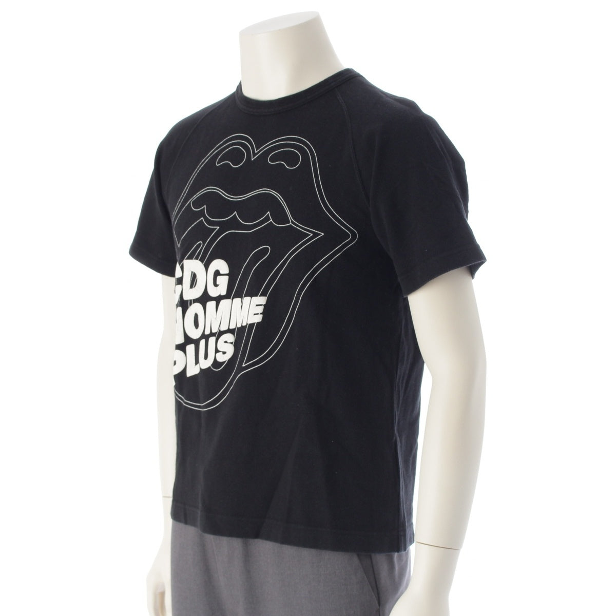 COMME des GARCONS HOMME PLUS cotton Lip & Tongue Logo Thermal Short sleeve T-shirt tops AD2005 05AW Black White M