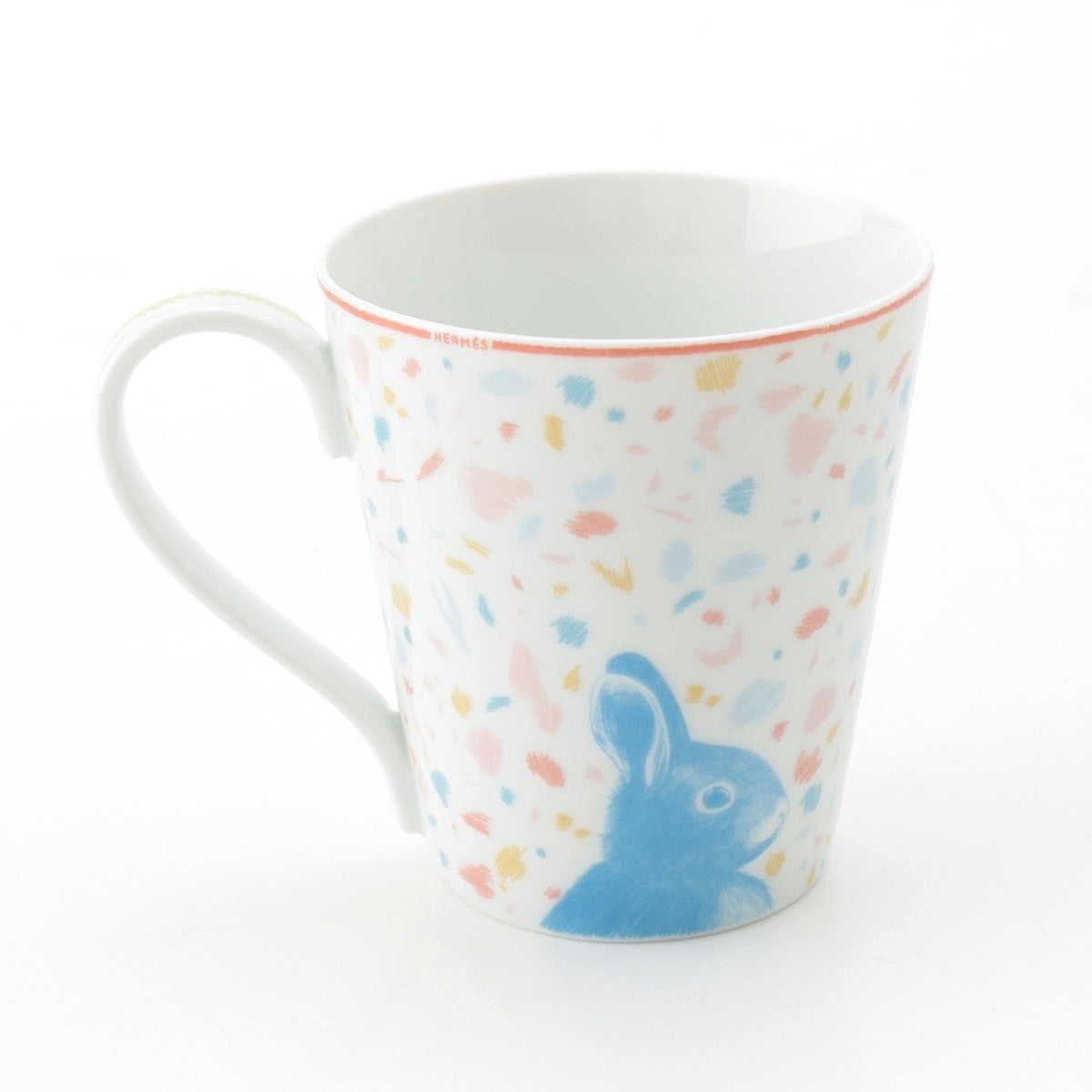 HERMES Pass Pass Tiger Tiger Rabbit Mug tableware pottery White multicolor
