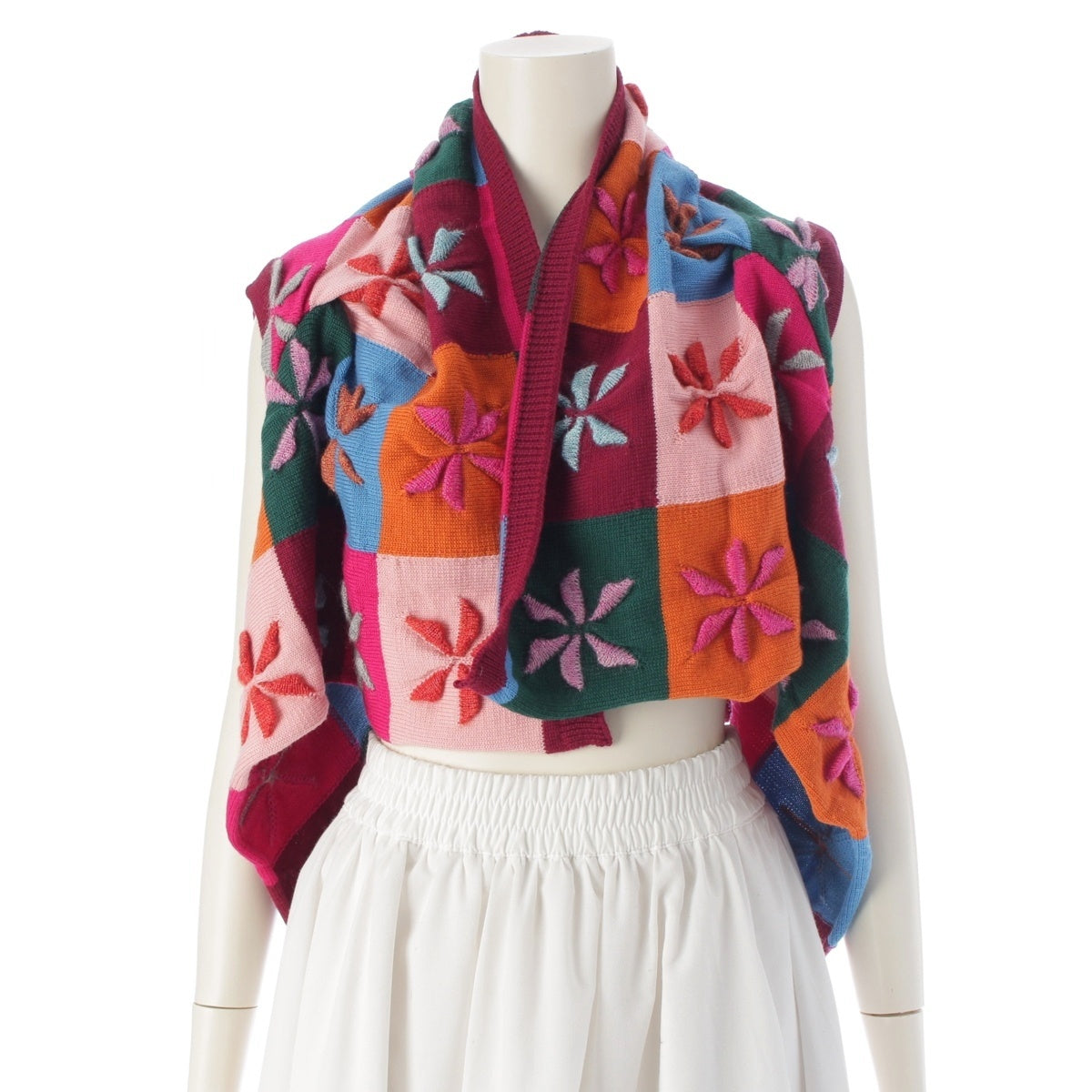 COMME des GARCONS wool Flower Panel Switch knit Stole Bolero GN-040250 multicolor