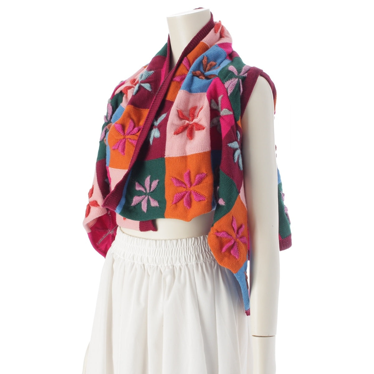COMME des GARCONS wool Flower Panel Switch knit Stole Bolero GN-040250 multicolor