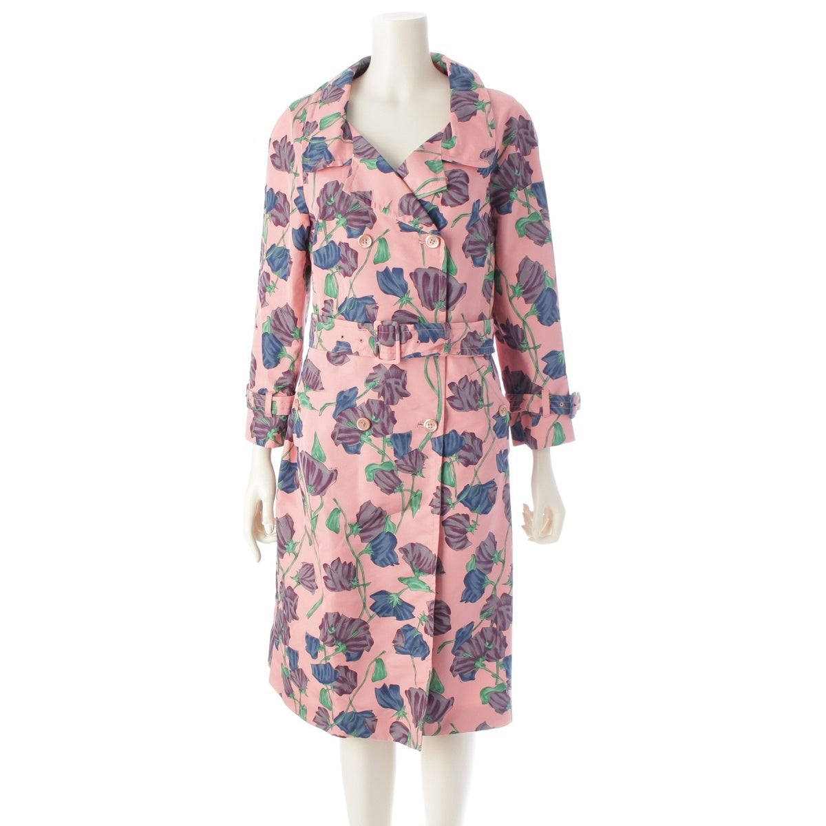 PRADA silk Flower print trench coat outer pink 42