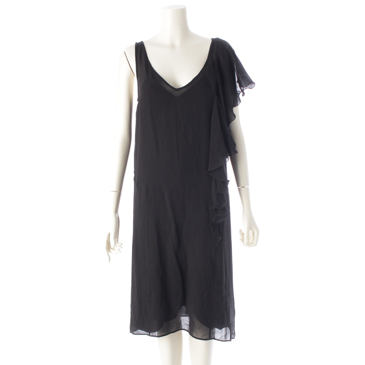 DRIES VAN NOTEN silk See through one piece dress black 36