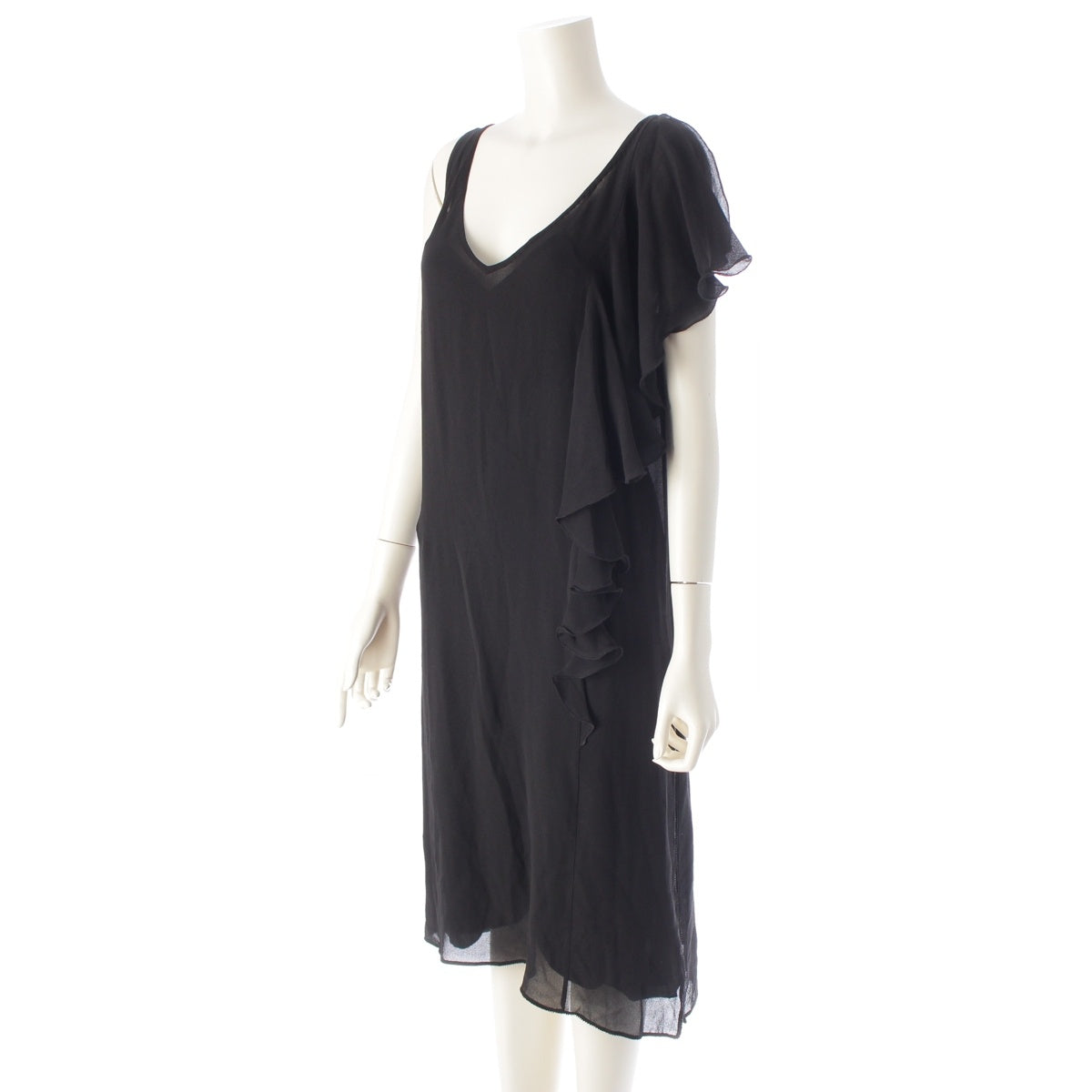 DRIES VAN NOTEN silk See through one piece dress black 36