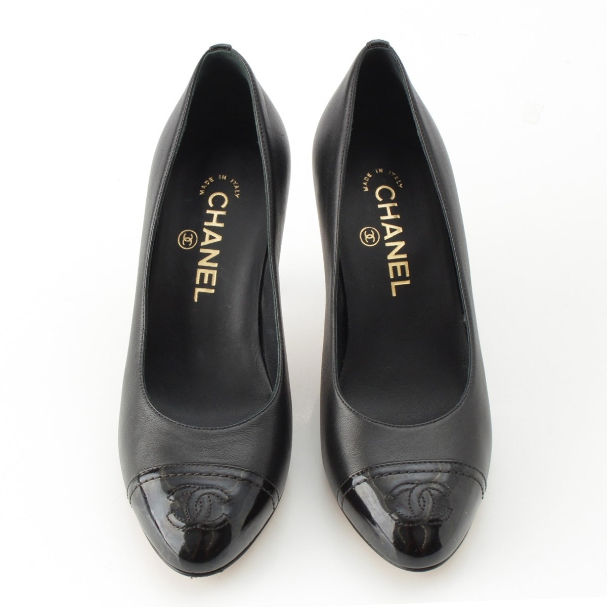 CHANEL Leather x patent COCO Mark Heels pumps black 37