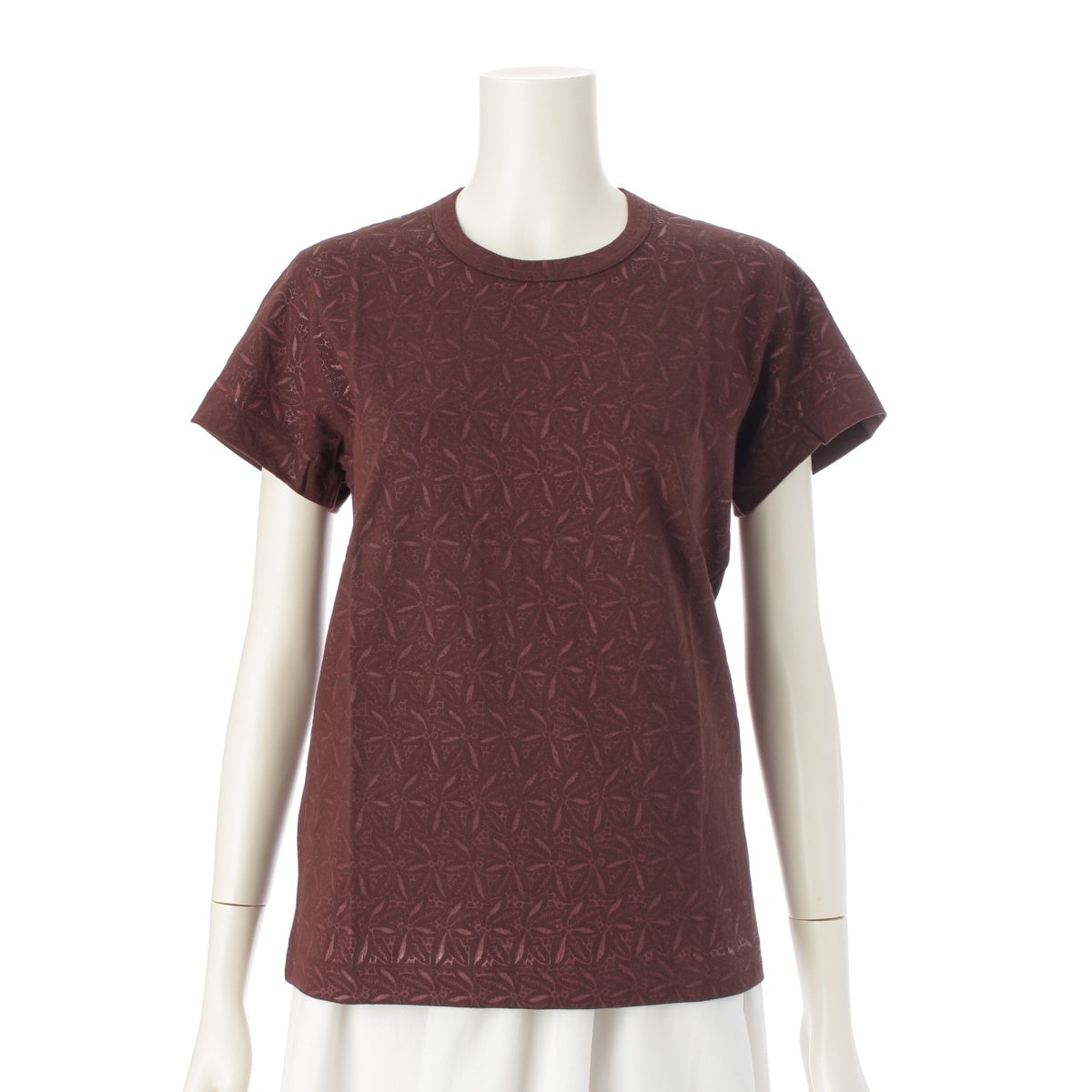 COMME des GARCONS cotton Archive Floral All-Over Screen Print Short sleeve T-shirt tops GT100220 Brown Bordeaux ‐