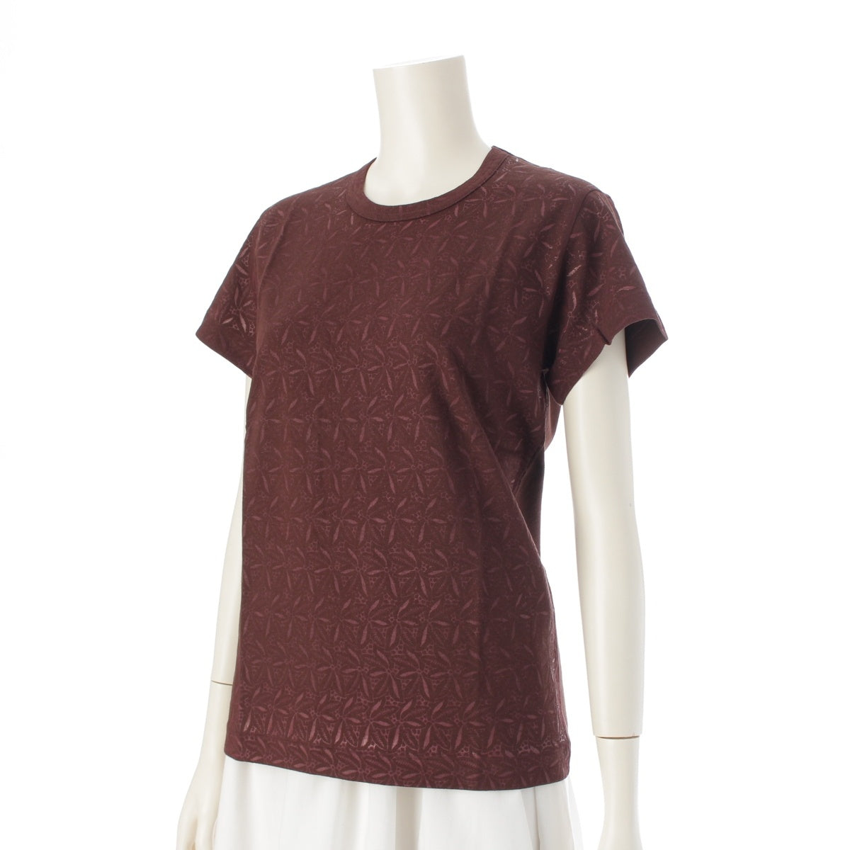 COMME des GARCONS cotton Archive Floral All-Over Screen Print Short sleeve T-shirt tops GT100220 Brown Bordeaux ‐