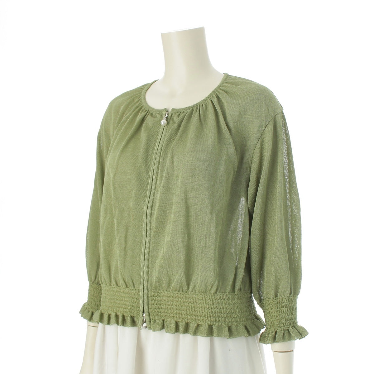 Rene Pearl Zip Frill Knit cardigan Long sleeve 5522150 green 34