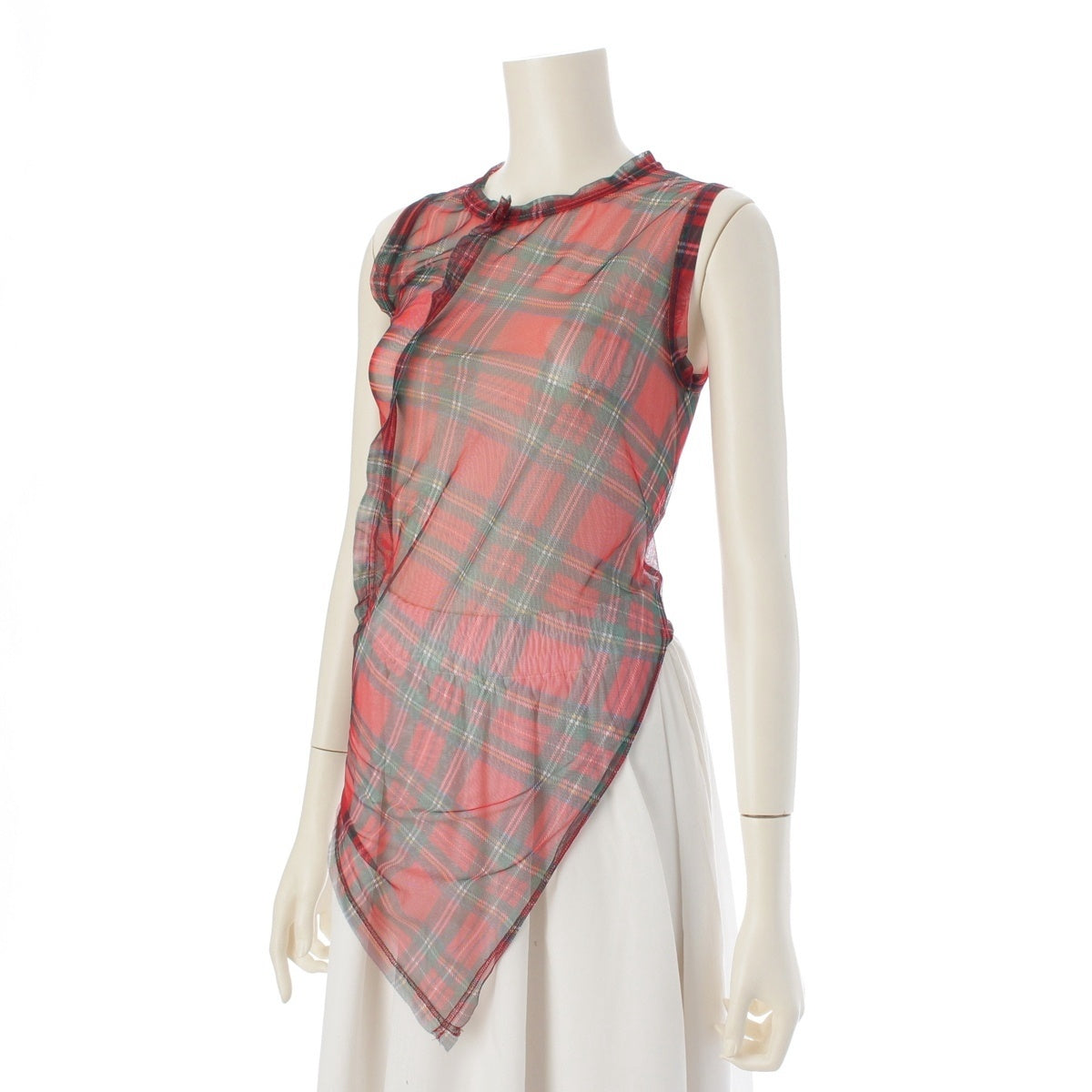 COMME des GARCONS Bias Tartan Check Deformed Sheer one piece tops Red S