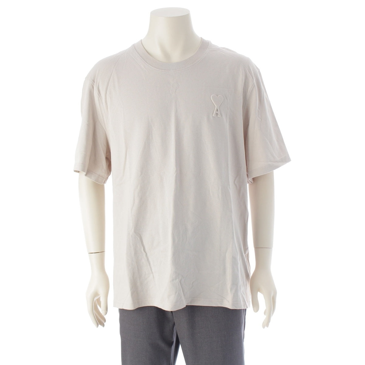 AMI PARIS embossed logo crew neck Short sleeve T-shirt UTS025.726 Beige XXL