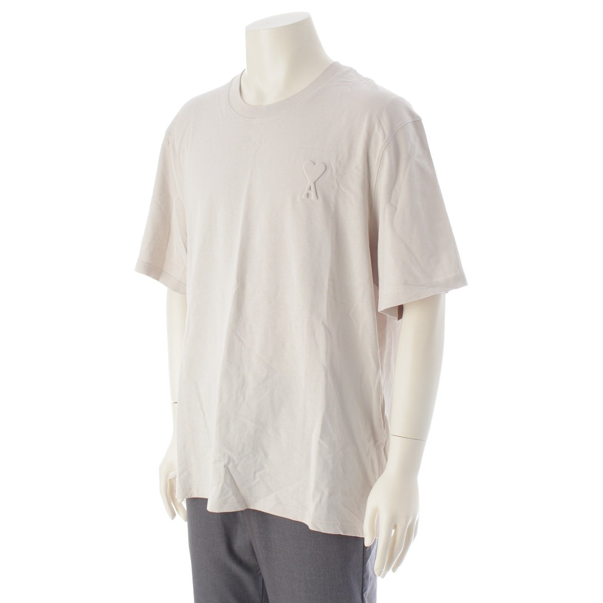 AMI PARIS embossed logo crew neck Short sleeve T-shirt UTS025.726 Beige XXL