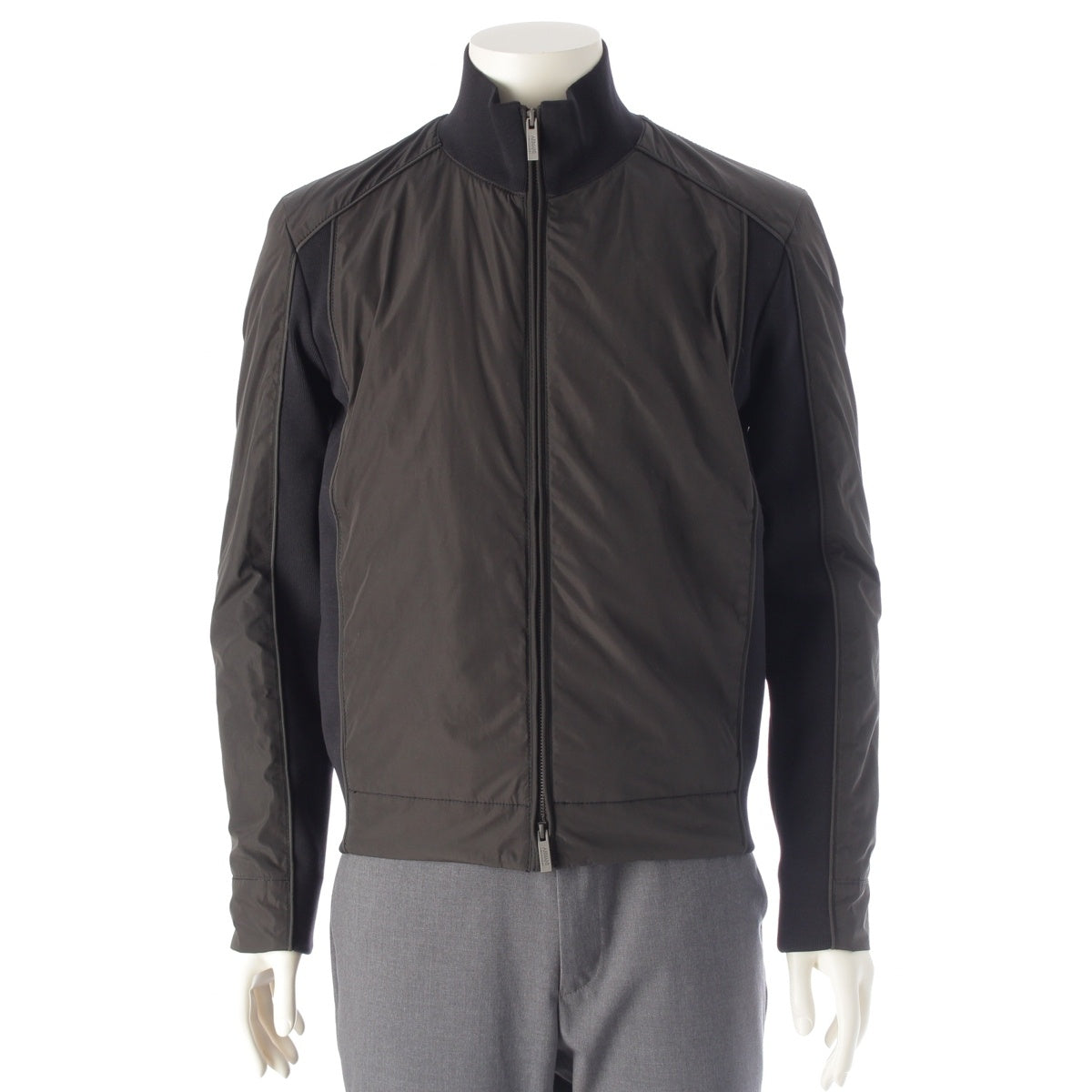 ARMANI COLLEZIONI Waterproof padding rib knit switching Blouson outer Black dark brown 46