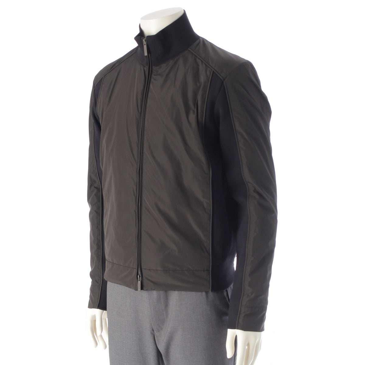 ARMANI COLLEZIONI Waterproof padding rib knit switching Blouson outer Black dark brown 46
