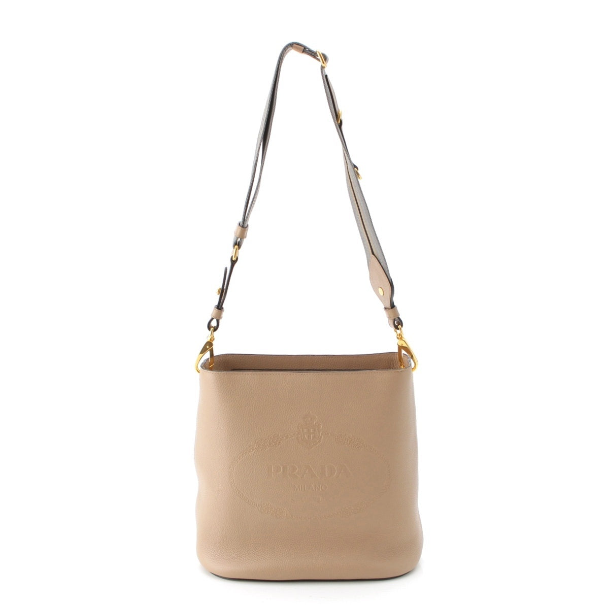 PRADA Vitello Phoenix leather Square Shoulder Bag 1BE057 beige