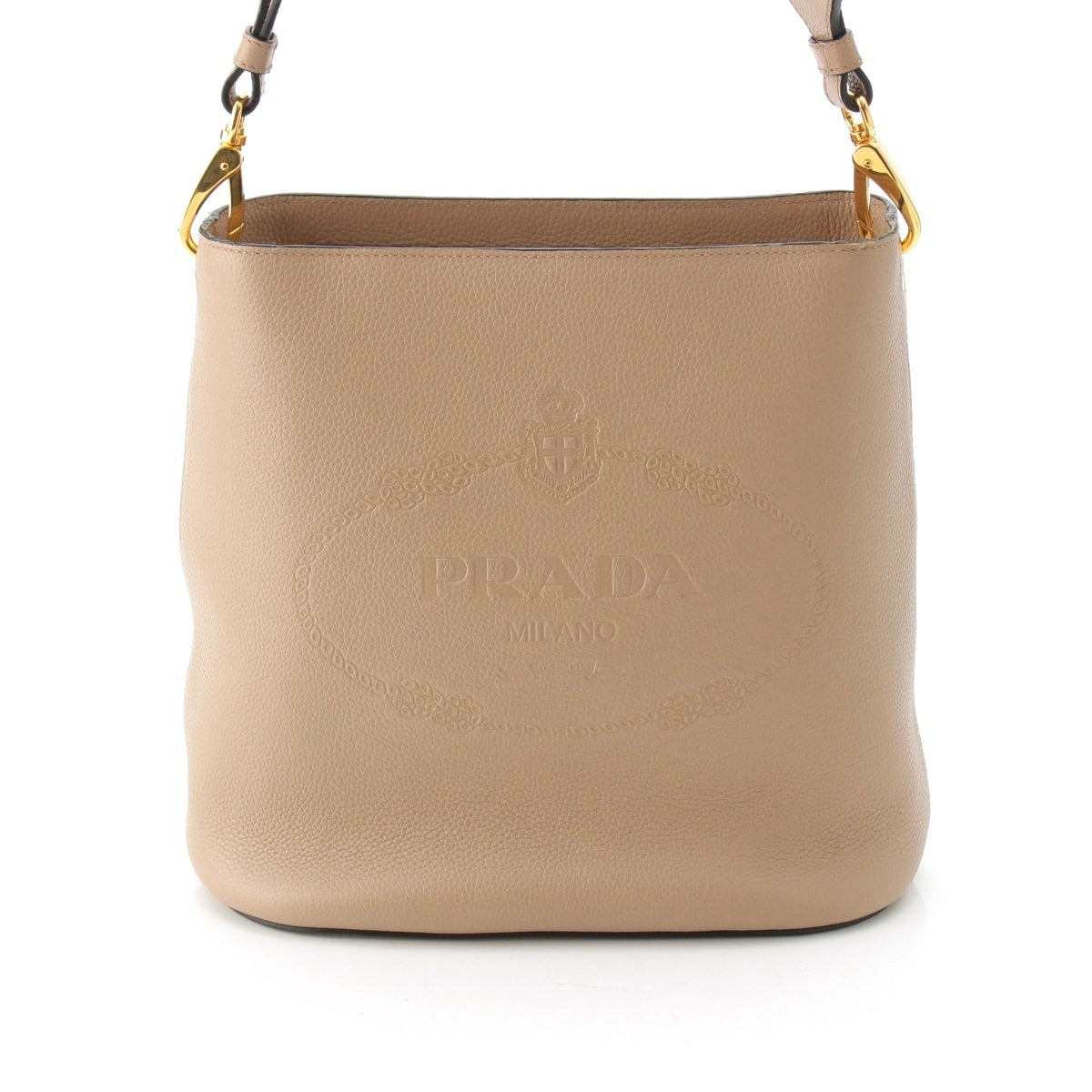 PRADA Vitello Phoenix leather Square Shoulder Bag 1BE057 beige