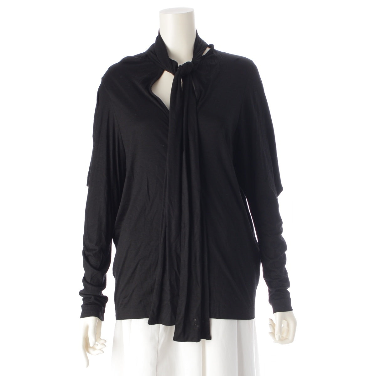 JIL SANDER Silk blend Raf Simons-era modified long Long-sleeved T-shirt tops black 36