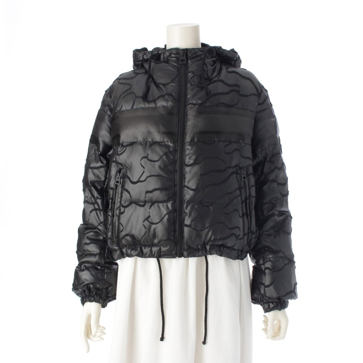 Dior Cropped padded hooded puffer Jacket 147C21A2968 black XS