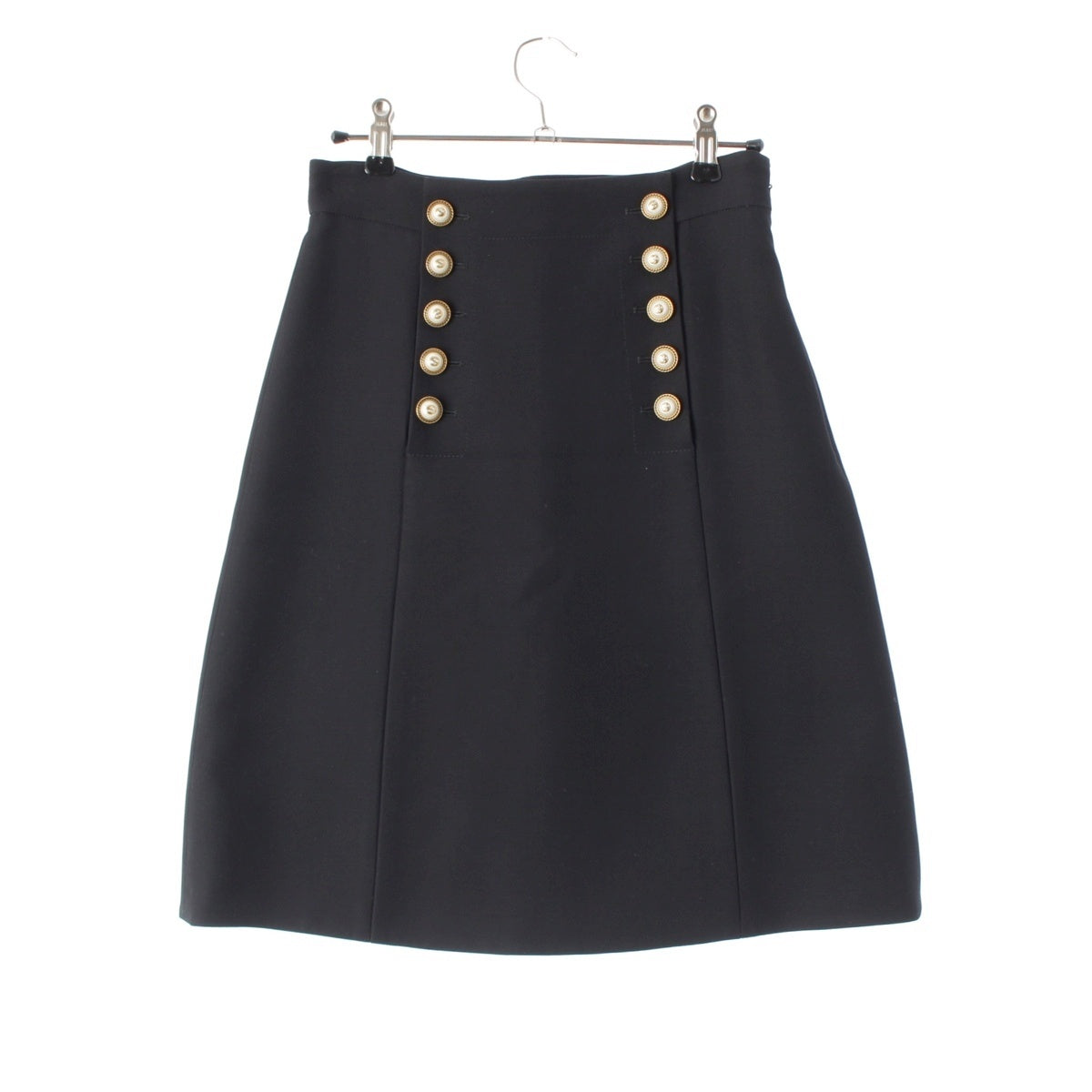 GUCCI Wool silk Pearl Button Mini skirt Bottoms black 38